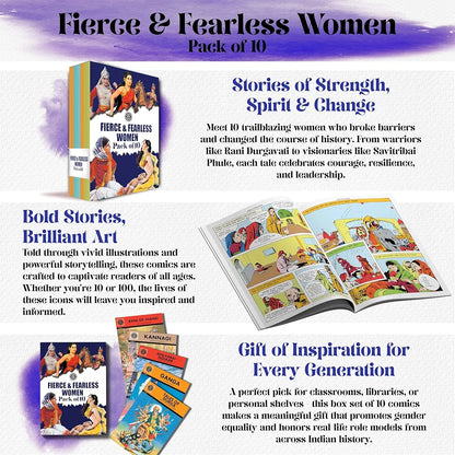 Fierce & Fearless Women of India - Pack of 10 | Queens & Warriors | Indian History, Culture & Mythology | Inspirational Comic Stories for Kids & ... Set | Amar Chitra Katha 